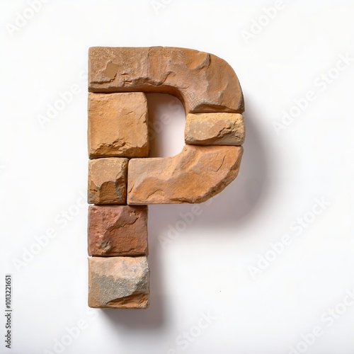 Letter P made of stone bricks