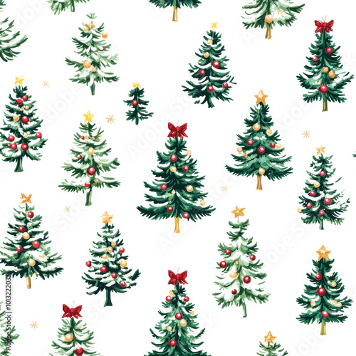 Christmas Tree Seamless Pattern Design