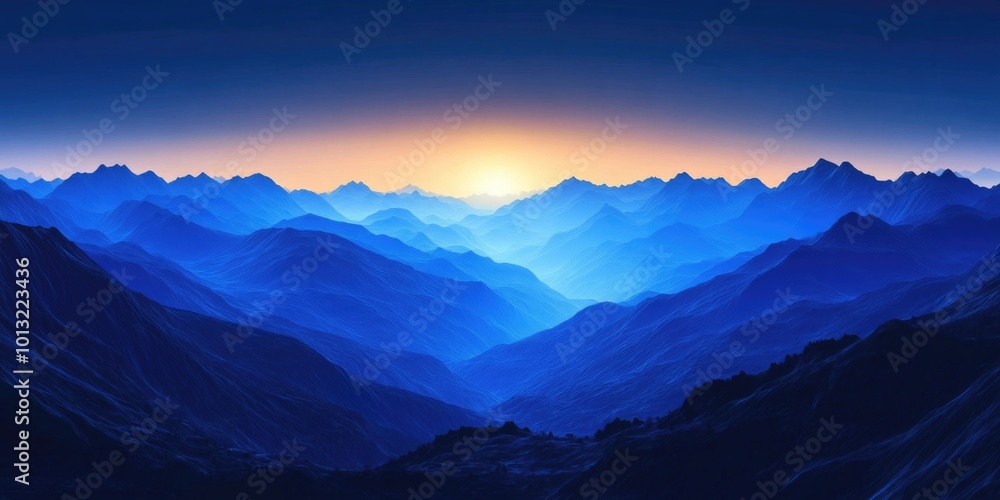 Obraz premium Mountain Range Sunset View