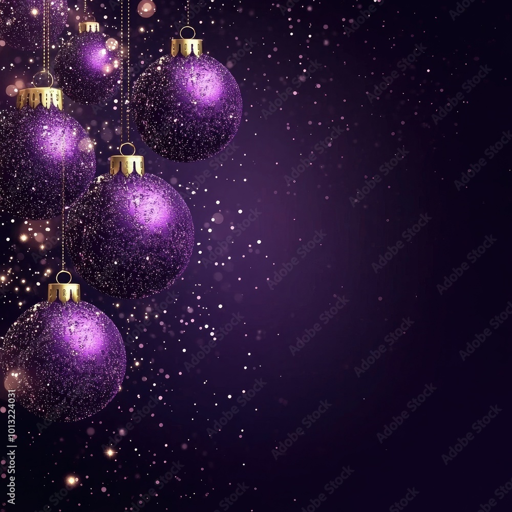 Obraz premium Abstract banner with purple Christmas balls background