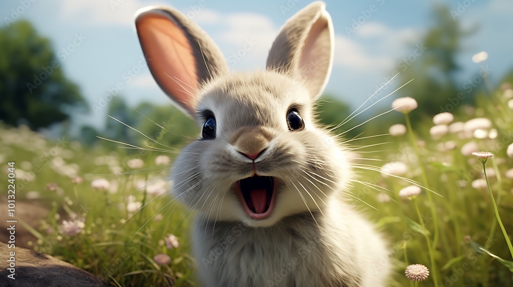 A smiling bunny depicted in ultra-realistic detail, isolated background.
A smiling bunny depicted in ultra-realistic detail, isolated background.