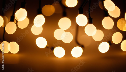 defocused silver golden christmas lights creating festive glow photo