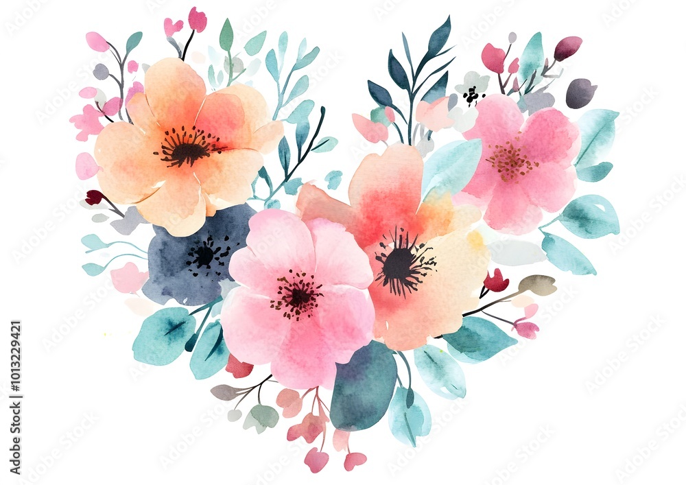 Fototapeta premium watercolor background with flowers