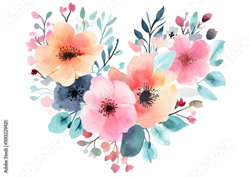 watercolor background with flowers