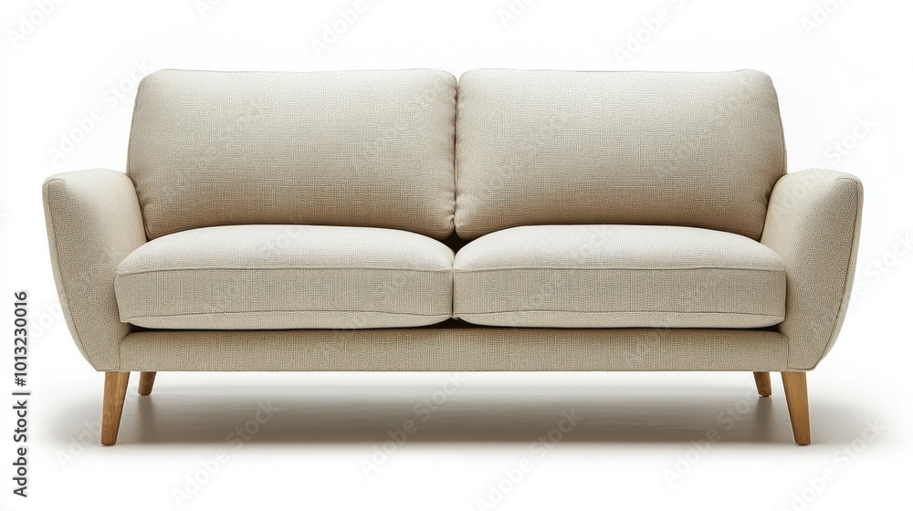 Soft Cream Sofa with Modern Design and Wooden Legs Soft Cream Sofa with Modern Design and Wooden Legs
