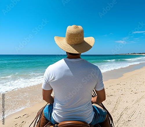 Mindful Connection, a person harmonizing with a horse in a serene landscape, embodying tranquility and focus during a mindfulness practice. photo