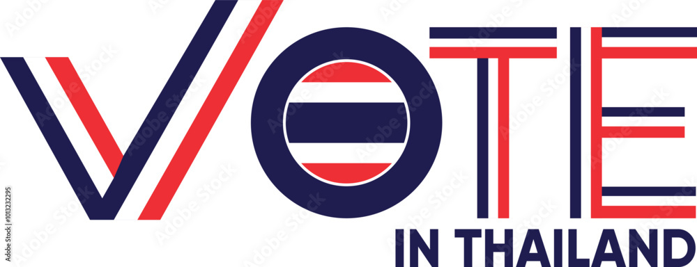 vote word Thailand or Thai with voting sign showing general election of Thailand, vector illustration vote word Thailand or Thai with voting sign showing general election of Thailand, vector illustration