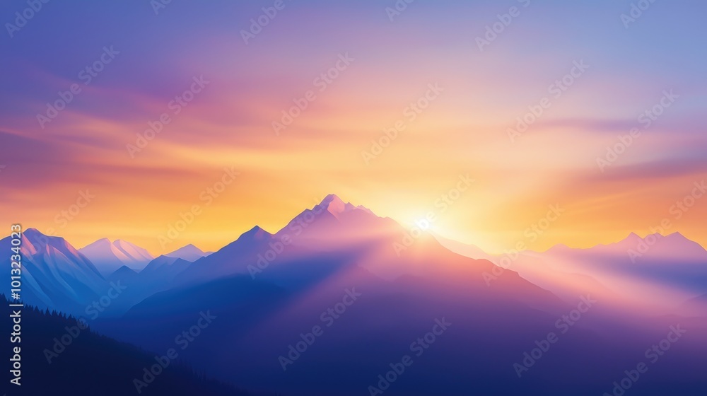 Naklejka premium Majestic Mountain Landscape at Sunrise