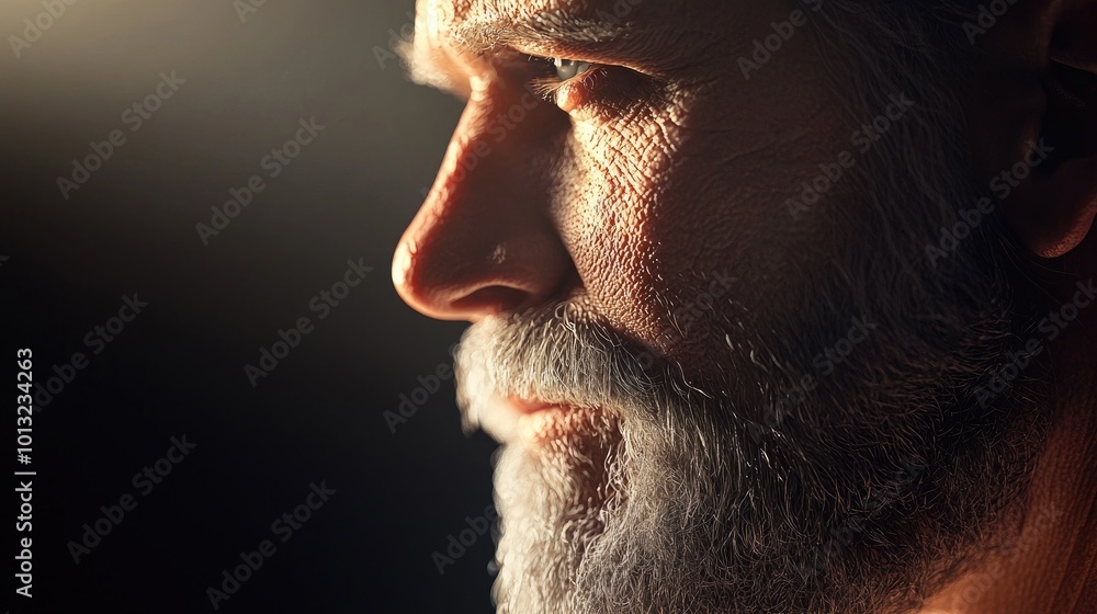 Fototapeta premium Hyper Realistic Portrait of a Serene Man in 4K