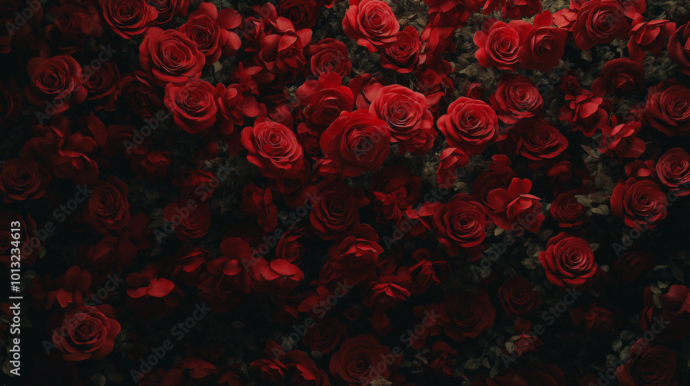 lush carpet of velvety red roses creating an opulent romantic backdrop overhead view showcases the intricate details and rich textures of the blooms lush carpet of velvety red roses creating an opulent romantic backdrop overhead view showcases the intricate details and rich textures of the blooms