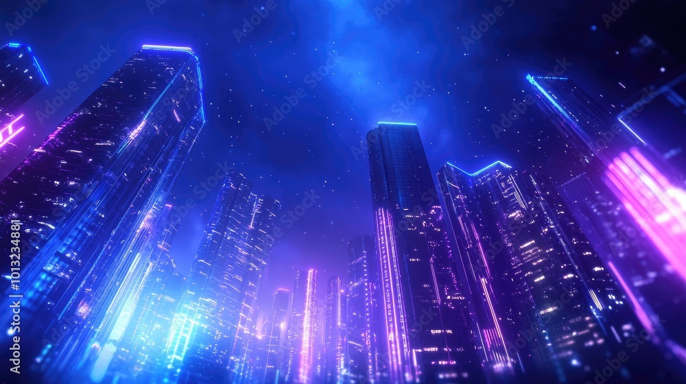 Fototapeta premium Futuristic Neon Cityscape in Stunning 8K Resolution