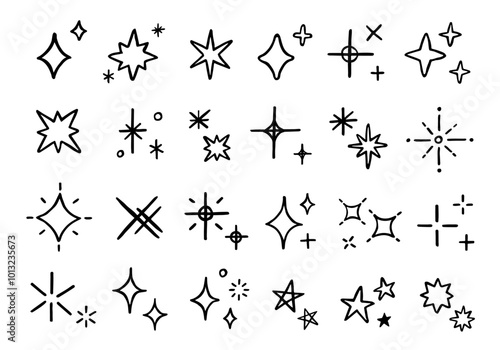 手描きのキラキラアイコンのセット2