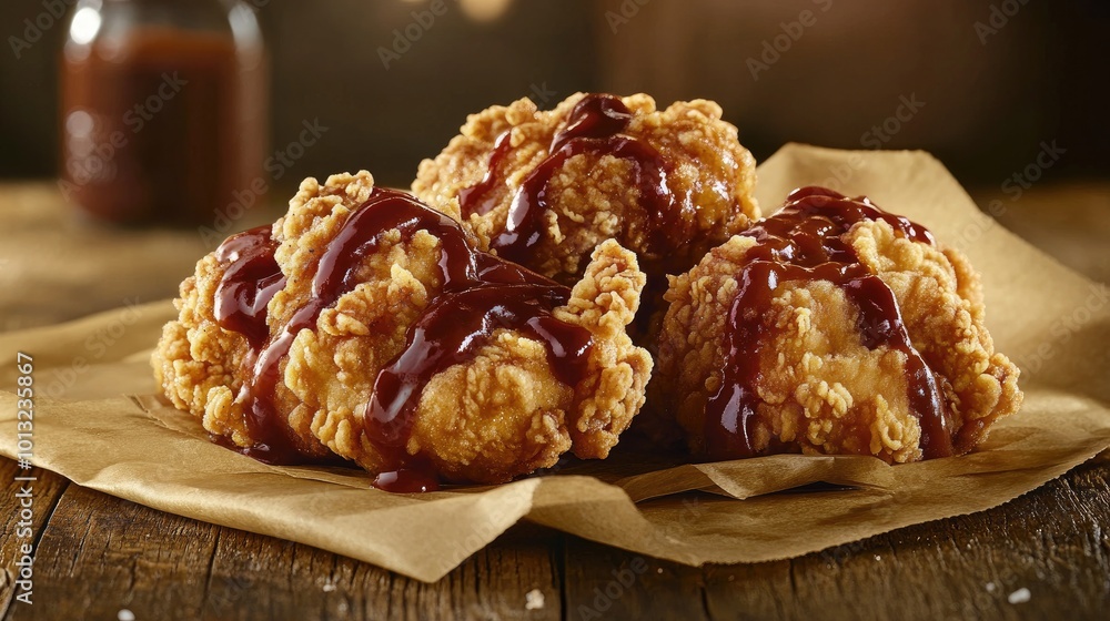 Crispy Fried Chicken with Sweet Barbecue Sauce Crispy Fried Chicken with Sweet Barbecue Sauce
