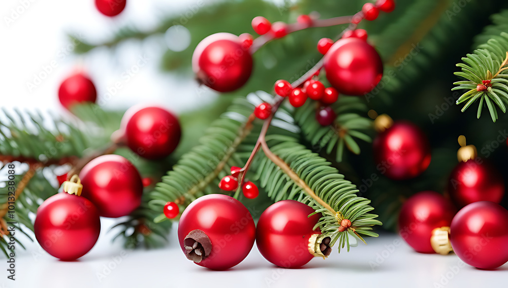 red berry branches christmas tree sprigs isolated white perfect seasonal decoration red berry branches christmas tree sprigs isolated white perfect seasonal decoration