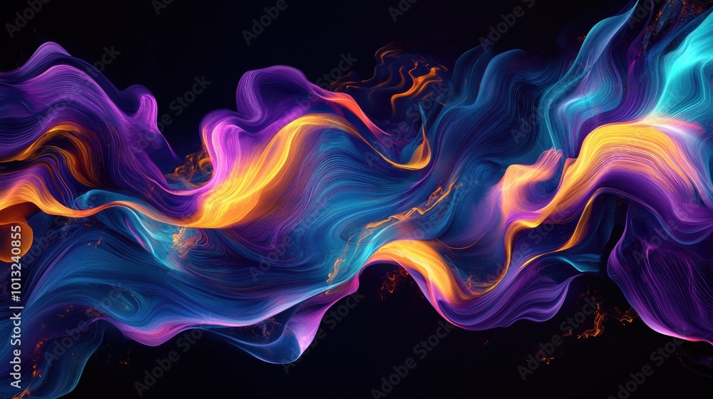 Blue Orange Purple Waves Abstract Blue Orange Purple Waves Abstract
