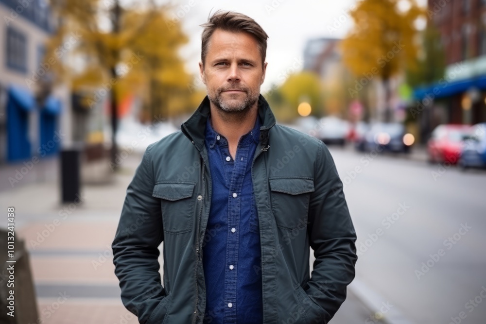Portrait of a handsome man standing on the street in the city Portrait of a handsome man standing on the street in the city
