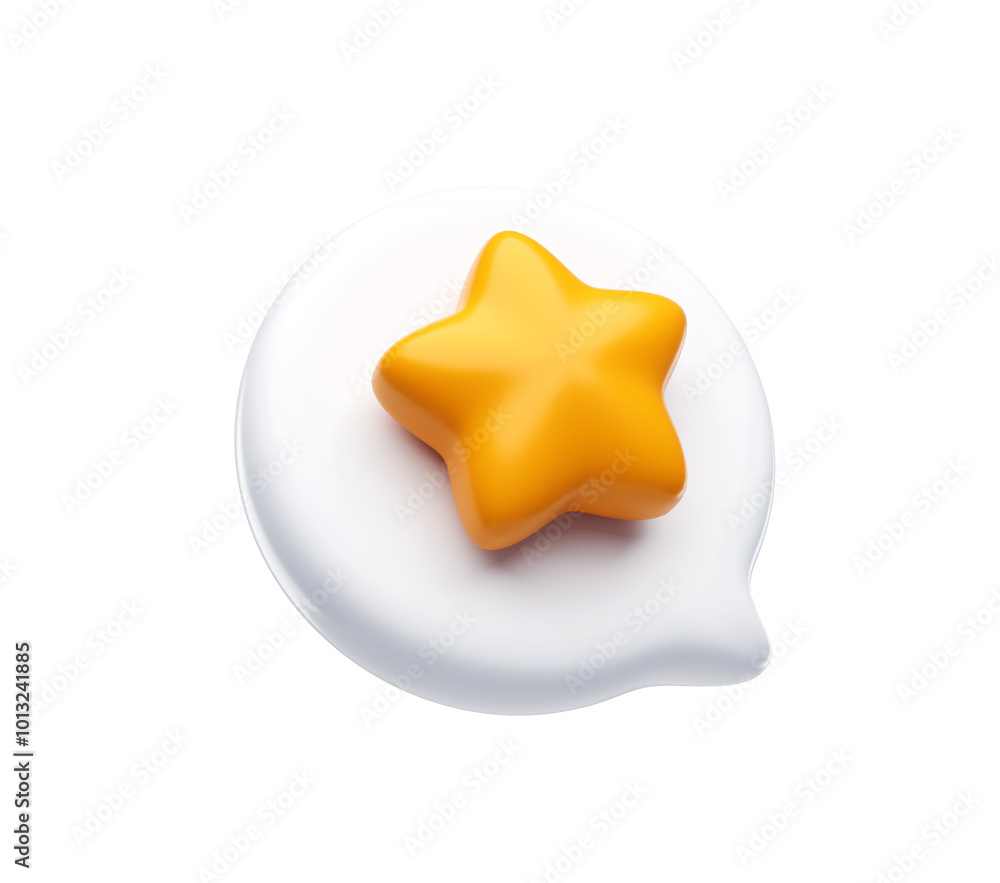 Star bubble feedback rating review icon 3d illustration background Star bubble feedback rating review icon 3d illustration background