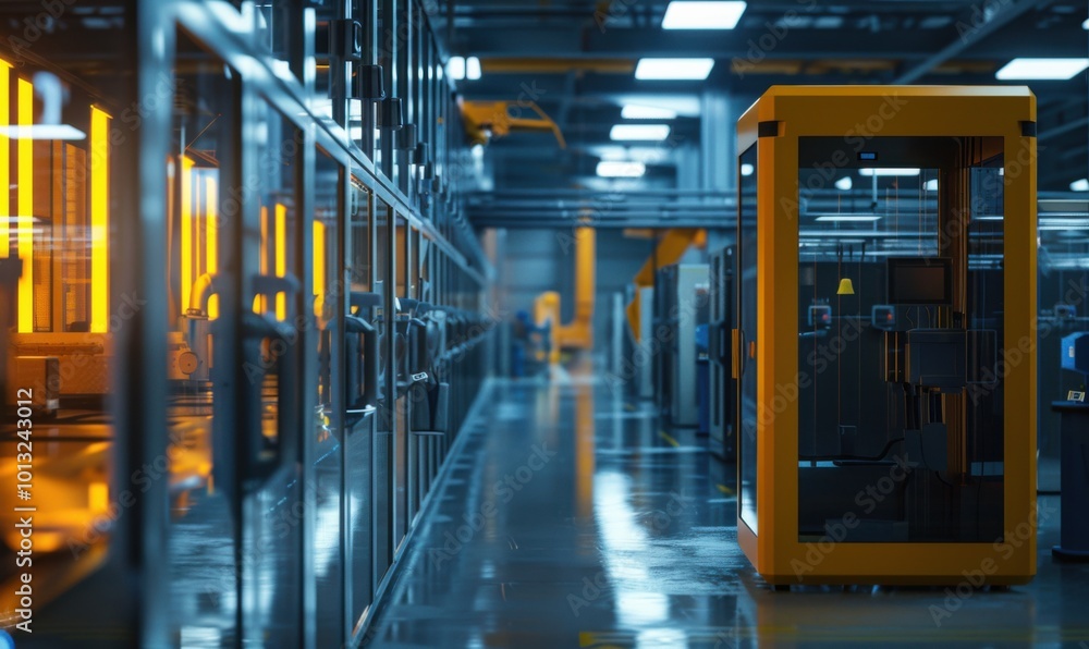 Fototapeta premium Advanced android manufacturing facility, 4K hyperrealistic photo