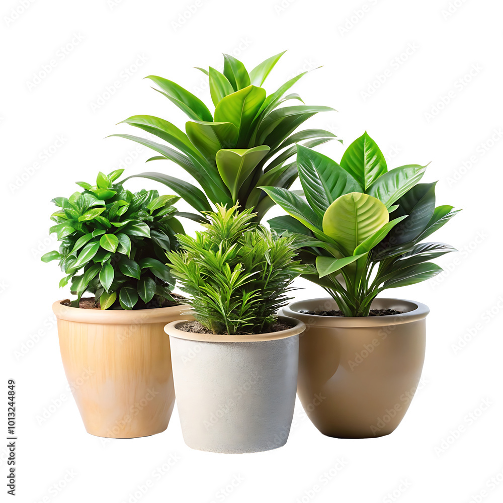 Obraz premium Green plant in potted for interior decoration isolated on a transparent background