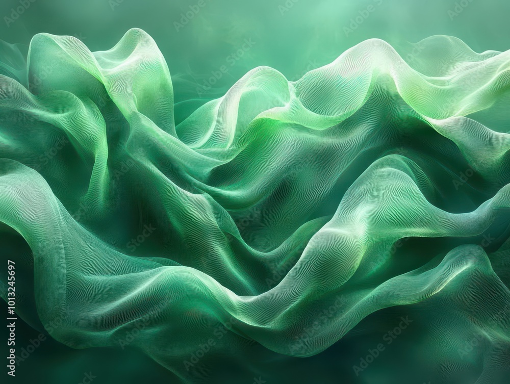 Obraz premium abstract wallpaper illustration of organic green lines flowing and intertwining creating a soothing backdrop that evokes feelings of harmony and natures essence in modern design