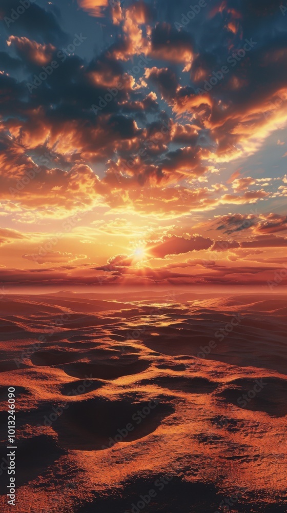 Beautiful sunset over a serene desert landscape, 4K hyperrealistic photo. Beautiful sunset over a serene desert landscape, 4K hyperrealistic photo.