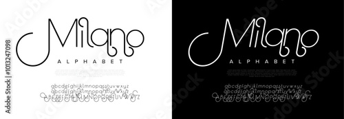 Milano typography beauty fashion elegant minimalist serif italic fonts decorative wedding vintage retro logos. Minimal luxury font alphabet logo. Vector illustration