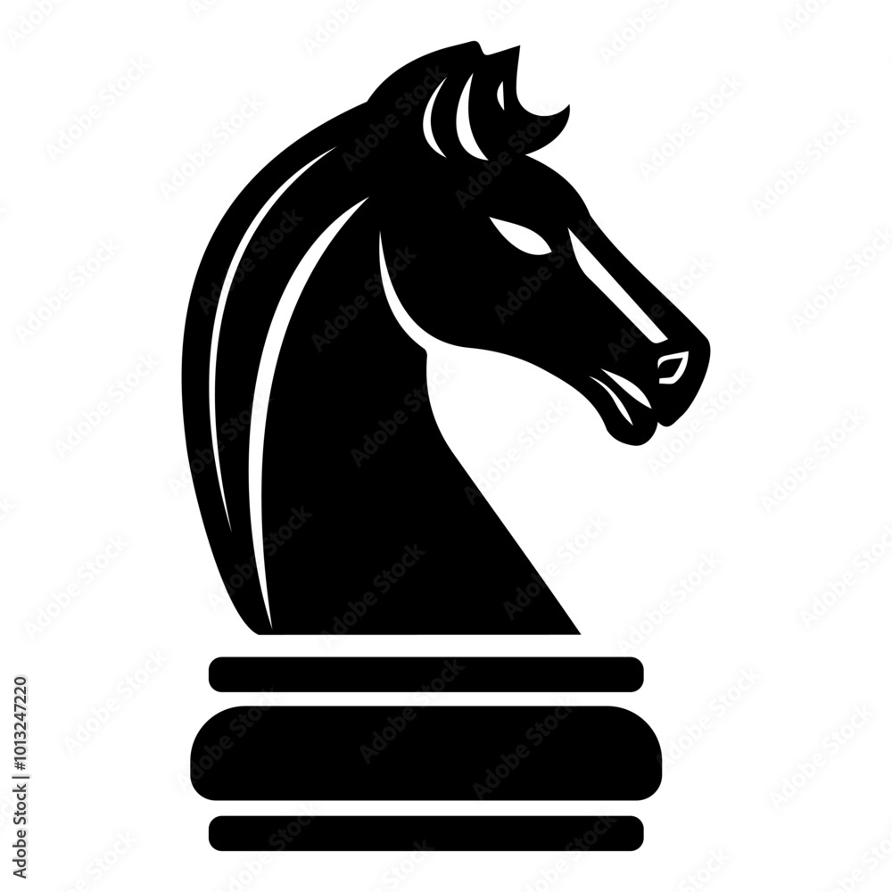 Stylized black chess horse figure. Stylized black chess horse figure.