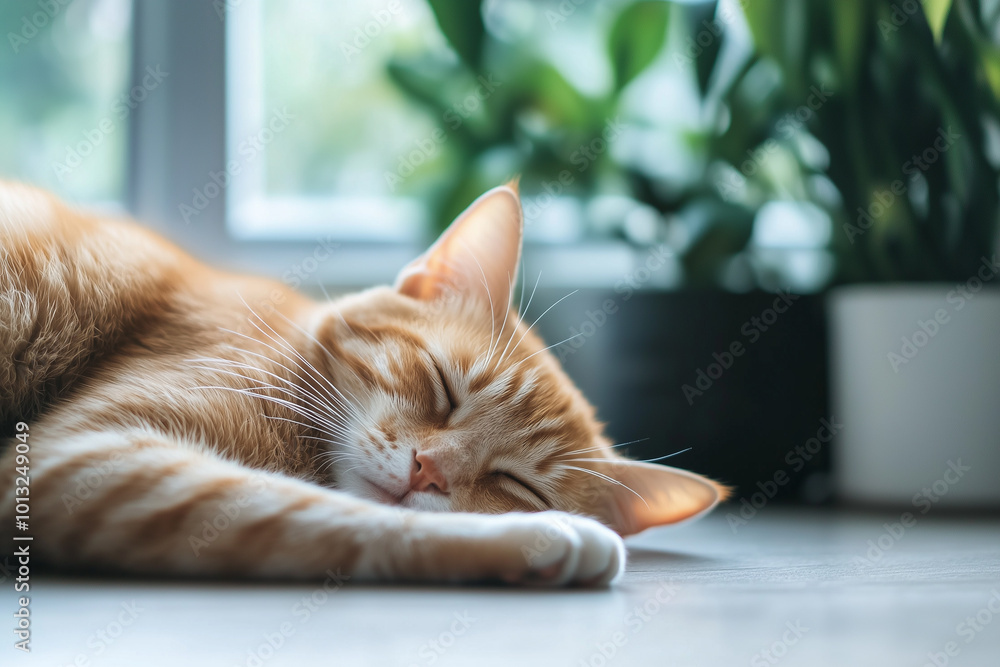 Sleeping Cat Close-Up Background Sleeping Cat Close-Up Background