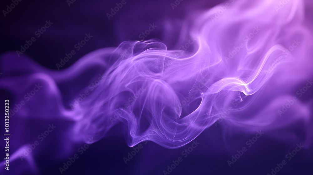 Abstract purple smoke swirls create mystical atmosphere in dark background Abstract purple smoke swirls create mystical atmosphere in dark background