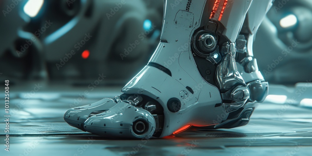 Robot Foot on Tiled Floor Robot Foot on Tiled Floor
