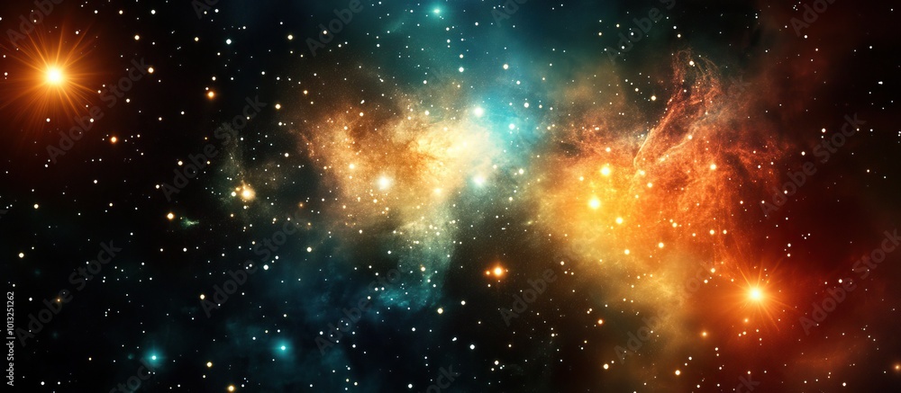 Cosmic Nebula with Bright Stars Cosmic Nebula with Bright Stars