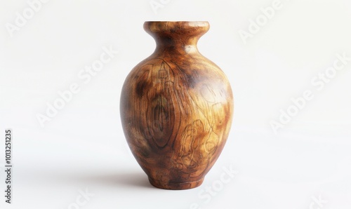 Handcrafted ceramic vase, white background, 4K hyperrealistic photo