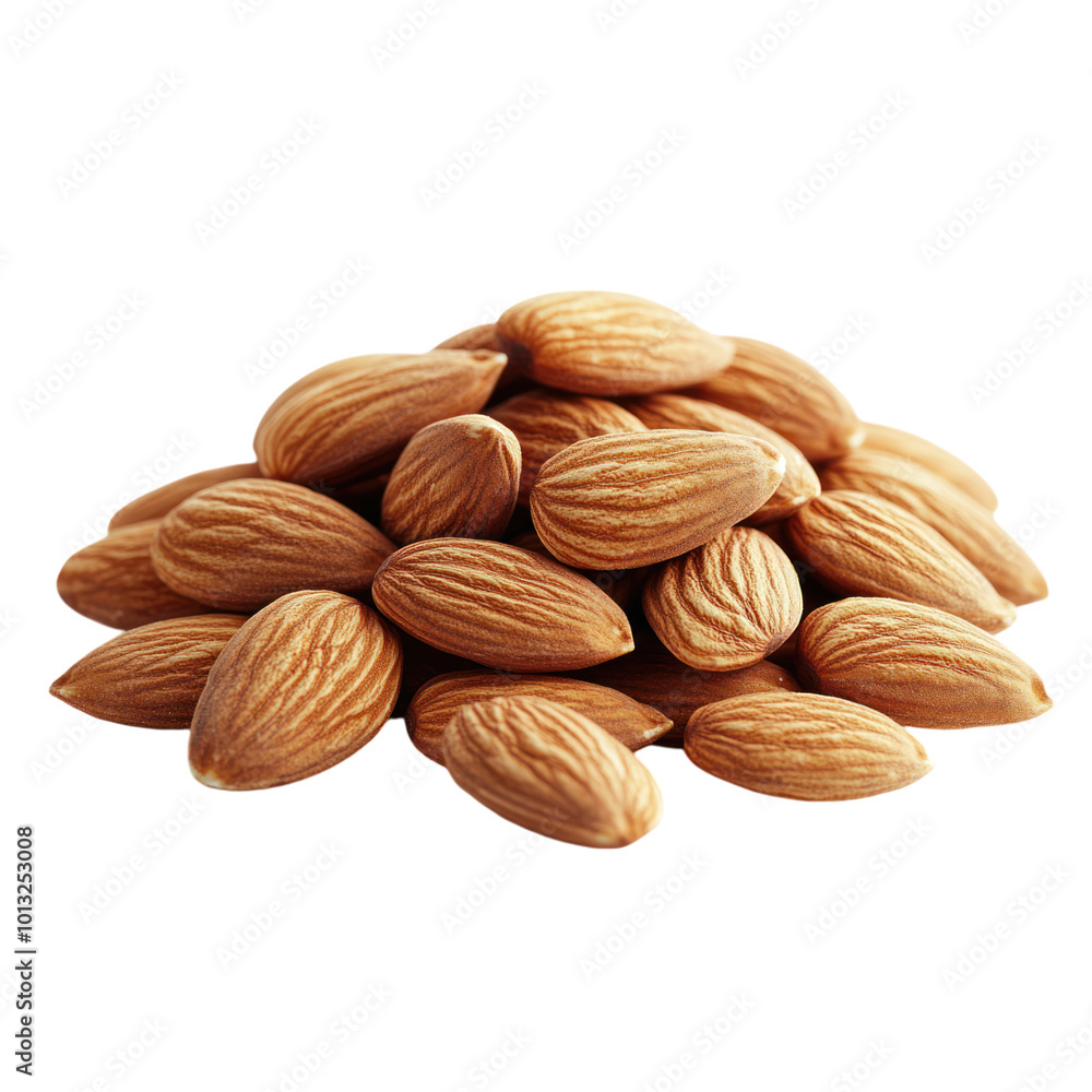 Almonds: A Close-Up Look Isolated On a Transparent Background Almonds: A Close-Up Look Isolated On a Transparent Background
