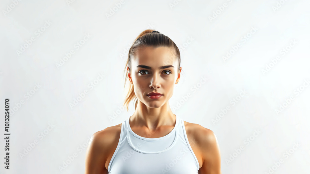 closeup of a female athlete on a white background
closeup of a female athlete on a white background