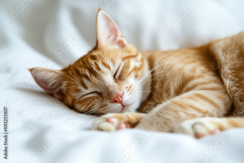 Sleeping Cat Close-Up Background