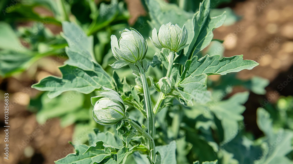 Opium plant growing on the farm Opium plant growing on the farm