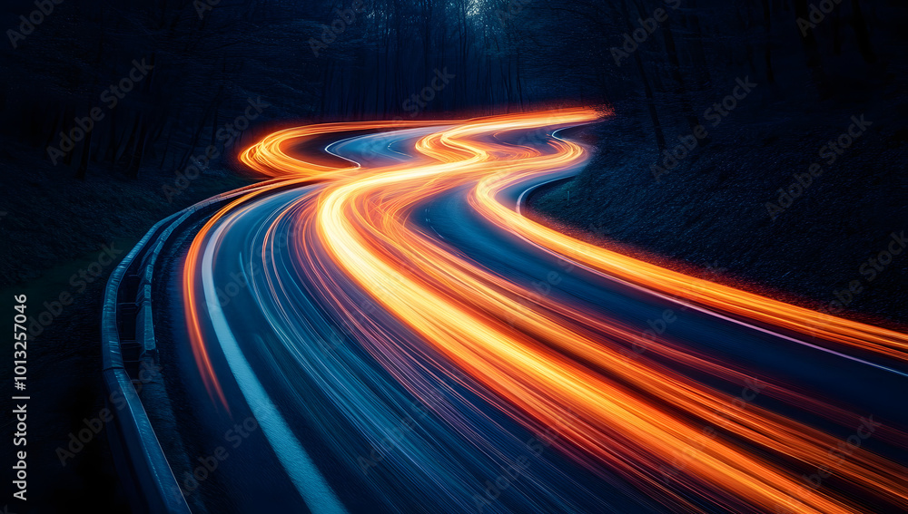 Abstract Light Trails on a Winding Road Abstract Light Trails on a Winding Road
