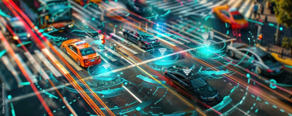AI-Controlled Traffic Management in Smart City, 4K hyperrealistic photo AI-Controlled Traffic Management in Smart City, 4K hyperrealistic photo