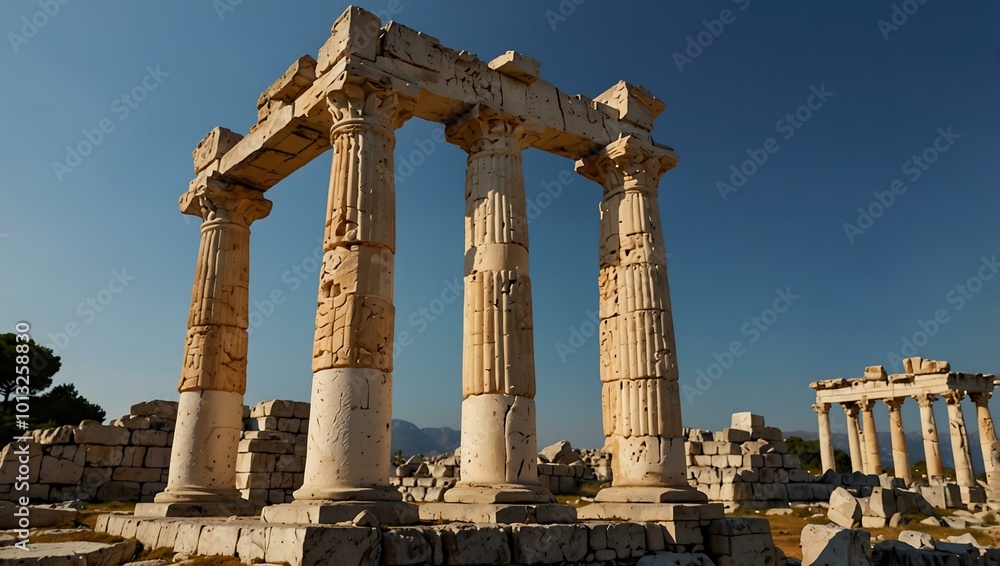 Top part of colonnade, Temples of Apollo and Athena in Side, Turkey. Top part of colonnade, Temples of Apollo and Athena in Side, Turkey.