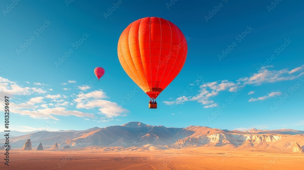 Serene Hot Air Balloon Journey, an enchanting landscape with vibrant skies, a colorful balloon gliding above rolling hills, inviting adventure and exploration in a tranquil setting. Serene Hot Air Balloon Journey, an enchanting landscape with vibrant skies, a colorful balloon gliding above rolling hills, inviting adventure and exploration in a tranquil setting.