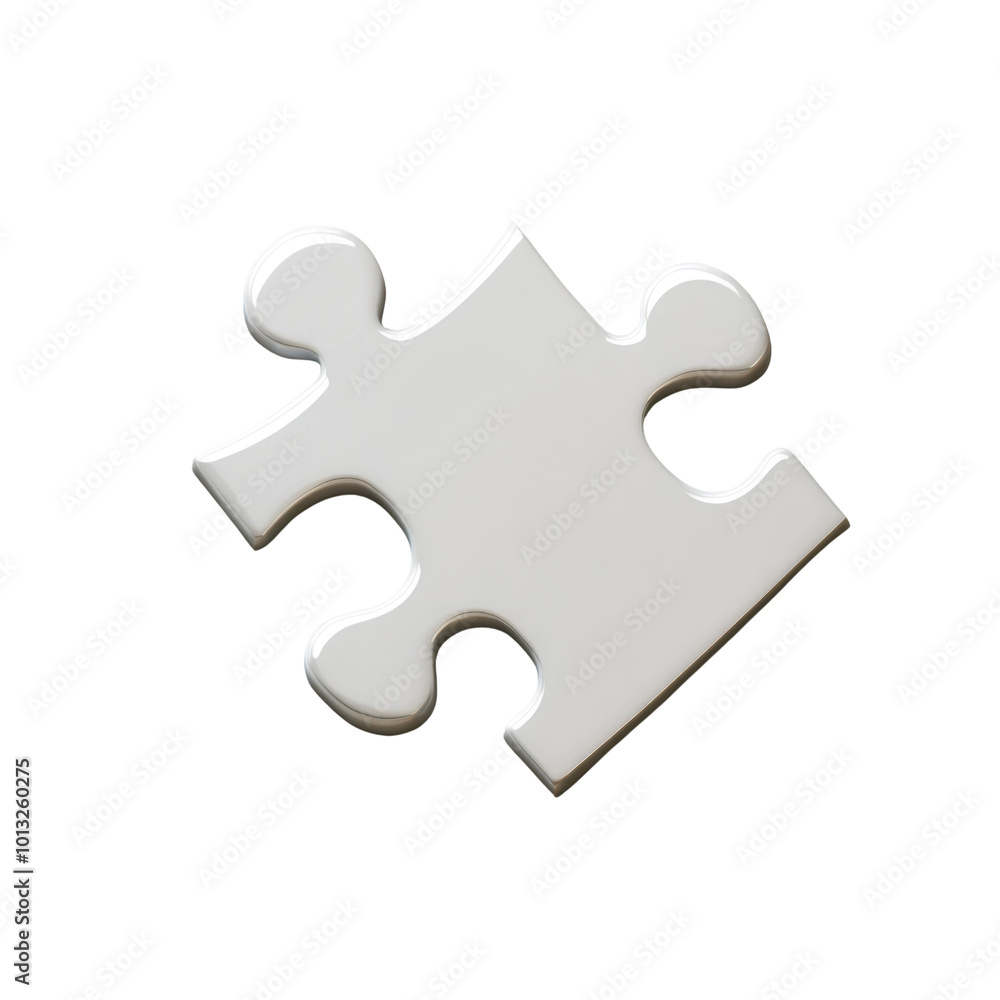 single white puzzle piece symbolizes unity and problem solving isolated on a white background, transparent background. single white puzzle piece symbolizes unity and problem solving isolated on a white background, transparent background.