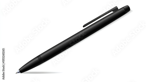 Vector. Mock Up. Ballpoint pen in black with a cap. isolated on white background