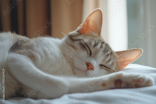 Sleeping Cat Close-Up Background