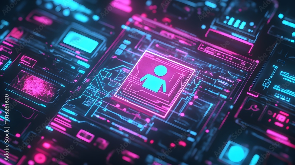 futuristic digital interface with user icon futuristic digital interface with user icon