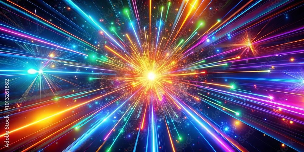An eye-catching 3D design featuring a vibrant neon backdrop, with radiant lines and colorful spectrum laser rays, An eye-catching 3D design featuring a vibrant neon backdrop, with radiant lines and colorful spectrum laser rays,