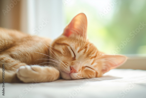 Wallpaper Mural Sleeping Cat Close-Up Background Torontodigital.ca