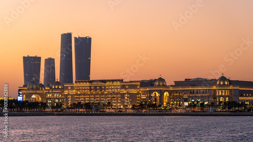 Quadro em tela the newly developed lusail city with winter wonderland and crescent tower in the background