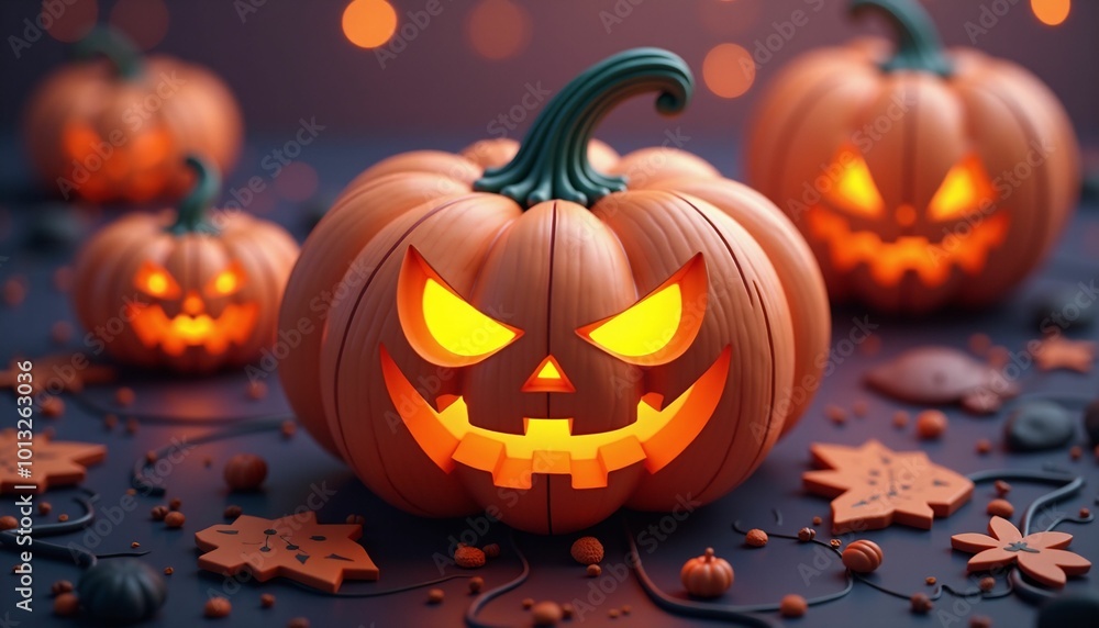 Fototapeta premium halloween, pumpkin, autumn, orange, holiday, lantern, horror, scary, october,