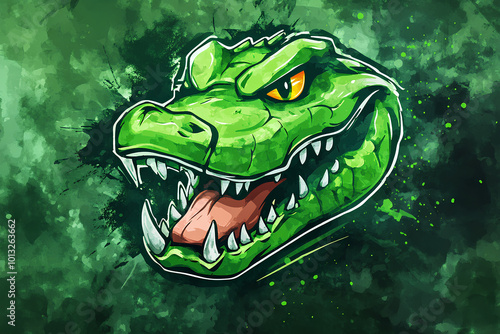 crocodile mascot logo design watercolor