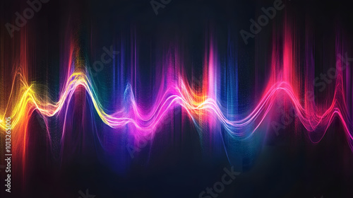 Illustration of sound waves on a dark background. Spectrum of sonic vibrations